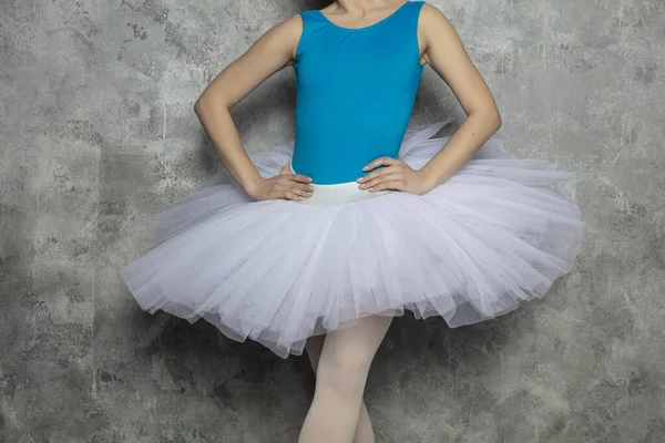 Pretty Young Ballerina Dancer Dancing Classical Ballet Rustic Wall — Stock Photo, Image