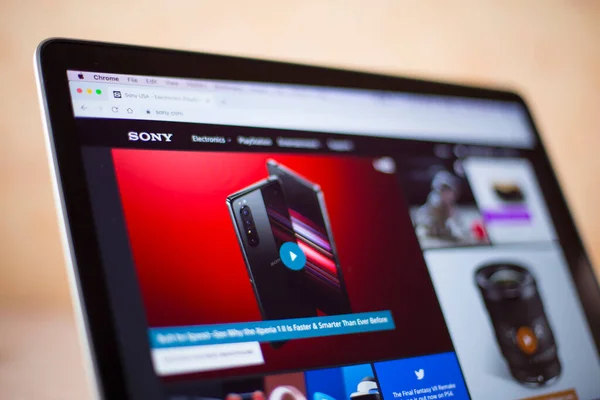 Belgrad Serbien März 2020 Sony Website Auf Dem Computerbildschirm Sony — Stockfoto