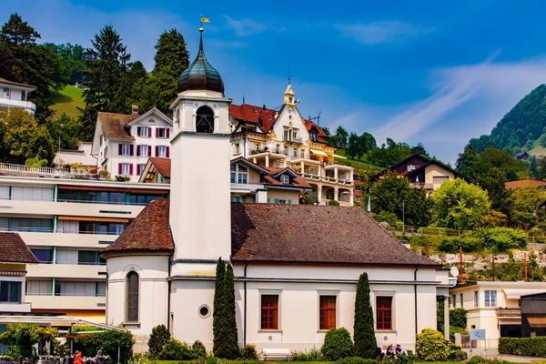 Weggis Switzerland Maj 2018 Stad Weggis Lucerne Sjö Schweiz Efter — Stockfoto