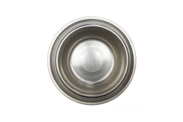 Empty Metal Pets Bowl Isolated White Background — Stock Photo, Image