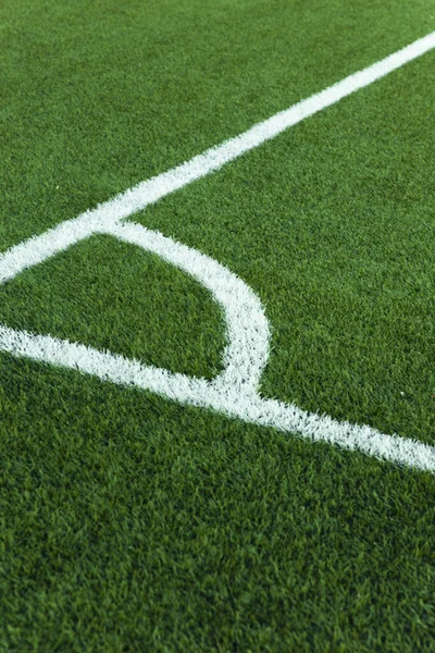 Closeup Football Field Corner White Marks — Stock Photo, Image