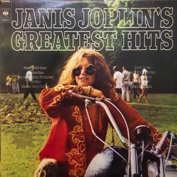 Εξώφυλλο Του Δίσκου Βινυλίου Janis Joplin Greatest Hits Είναι Μια — Φωτογραφία Αρχείου