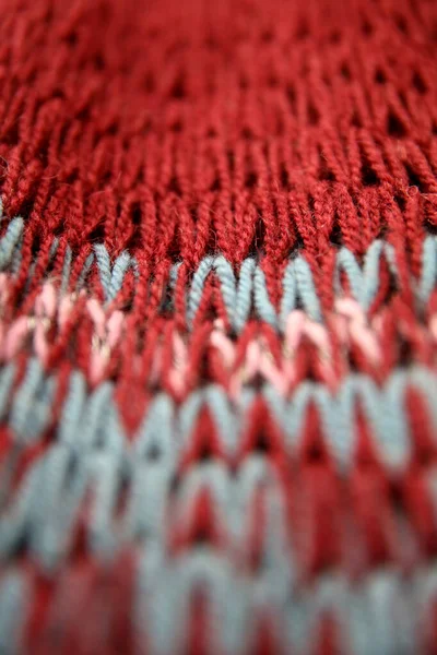 Detalhe Close Textura Tricô Artesanal — Fotografia de Stock