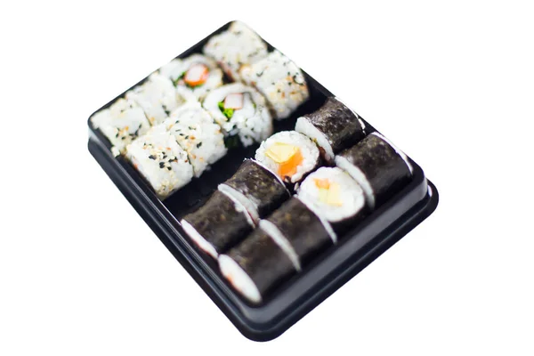 Frissen Készített Sushi Maki Tekercs Tányéron — Stock Fotó