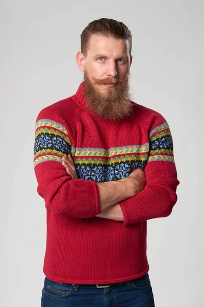 Serious confidente barbudo hipster hombre — Foto de Stock