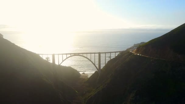 Aerial view of Bixby Bridge — Stock Video