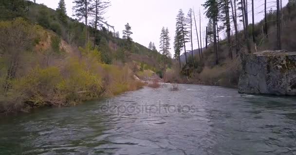 Volando sobre el río de la montaña — Vídeo de stock