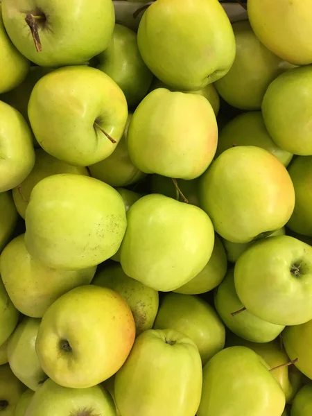 Felülnézet, zöld, sárga almák — Stock Fotó