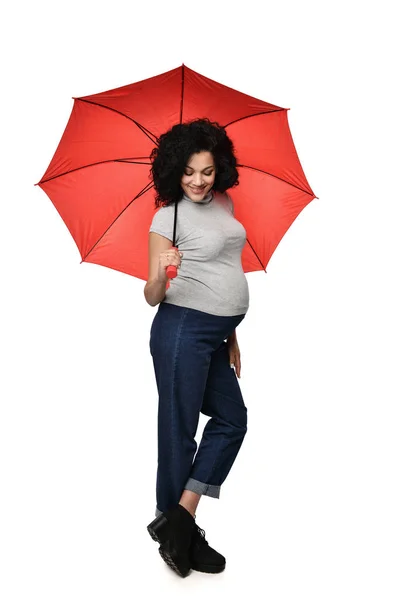 完全な長さで立っている妊娠中の女性 — ストック写真