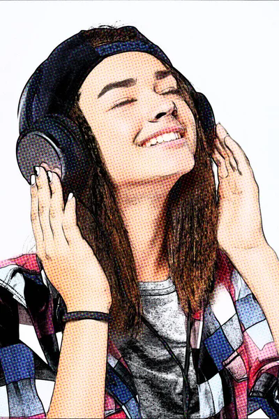 Teen dziewczyna słuchania muzyki korzystających — Zdjęcie stockowe