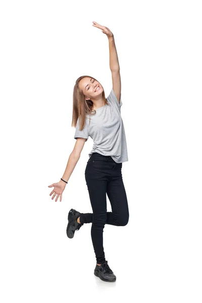 Adolescente menina mostrando polegar para cima sinal — Fotografia de Stock