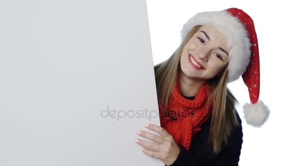 Dziewczyna w Santa kapelusz — Wideo stockowe