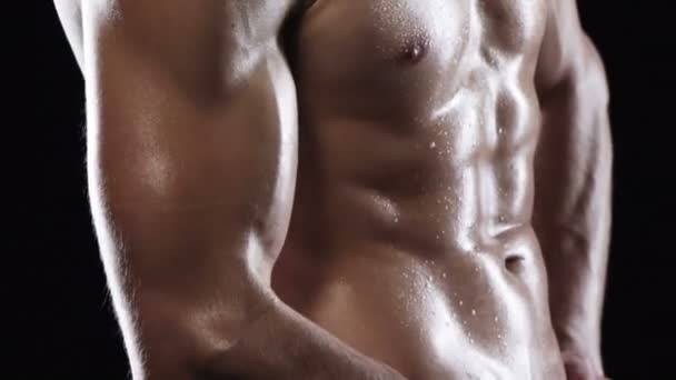Cultivo de hombre con torso muscular — Vídeos de Stock