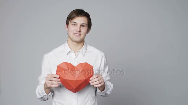 Man with folded hands smiling at camera — Stock Video