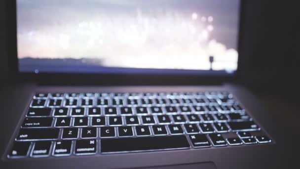 Close-up of laptop keyboard with focus on Ctrl button — Stock Video