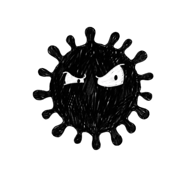 Ručně kreslený křída naštvaný korona virus — Stock fotografie