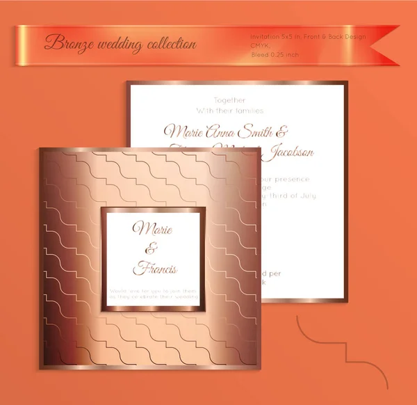 Luxe glimmende bruiloft uitnodiging sjabloon — Stockvector