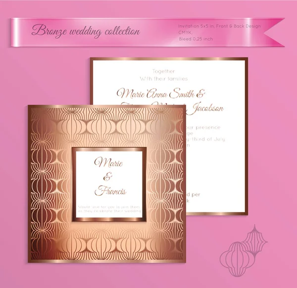 Modèle d'invitation de mariage brillant de luxe — Image vectorielle