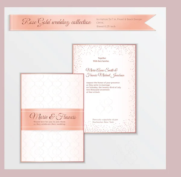 Lüks düğün davetiye şablon gül altın parlak realisti ile