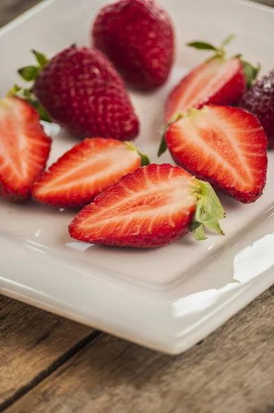 Strawberry cut white — Stock Photo, Image