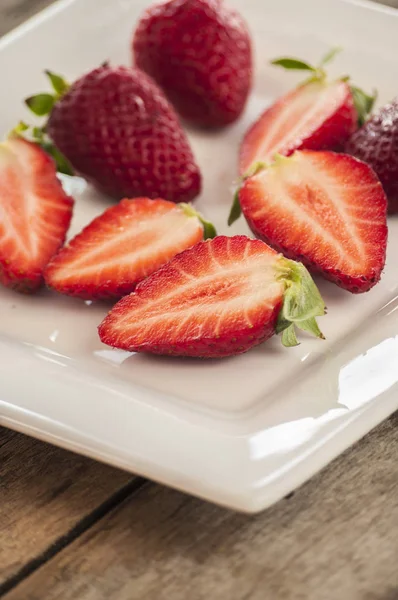 Strawberry cut white — Stock Photo, Image