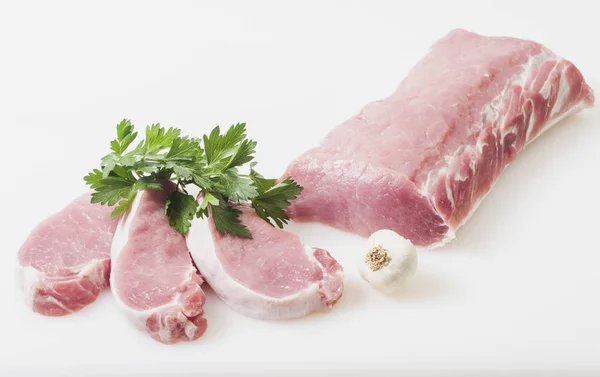 Raw meat isolated  with herb — Stock Photo, Image
