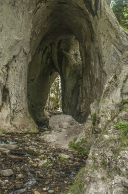 ayrıntılı bir tepe ortasından mı küçük bir nehir tarafından kurulan bir doğal kaya oluşumu olan ünlü harika köprü Bulgaristan.