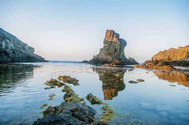 plaj sahil ön planda taşlarla