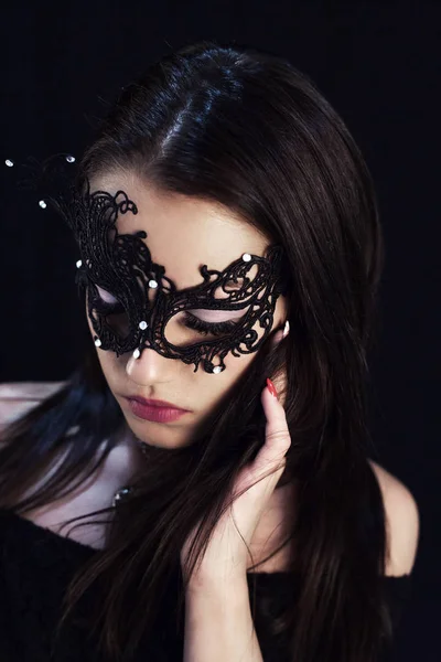 Young Mystic Woman Posing Mask — Stock Photo, Image