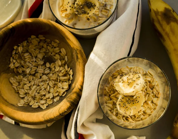 Oatmeal Banana Milk — Stock Photo, Image