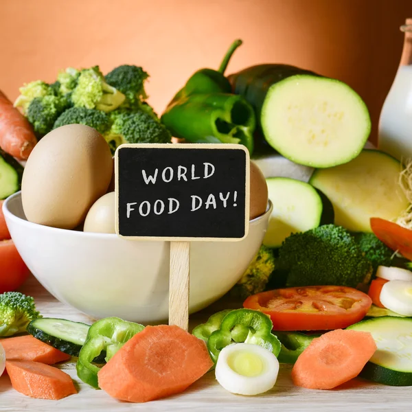 Comida e texto comida dia — Fotografia de Stock