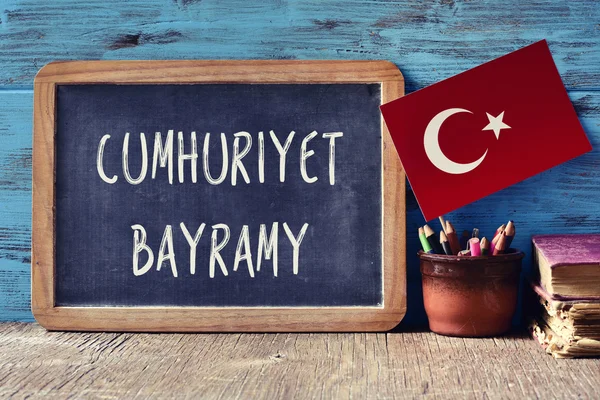 Republic Day of Turkey written in Turkish — Stock Photo, Image