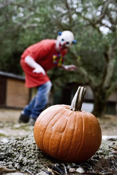 Pumpkin and scary evil clown — Stock Image Pumpkin and scary evil clown Royalty Free Stock Photos