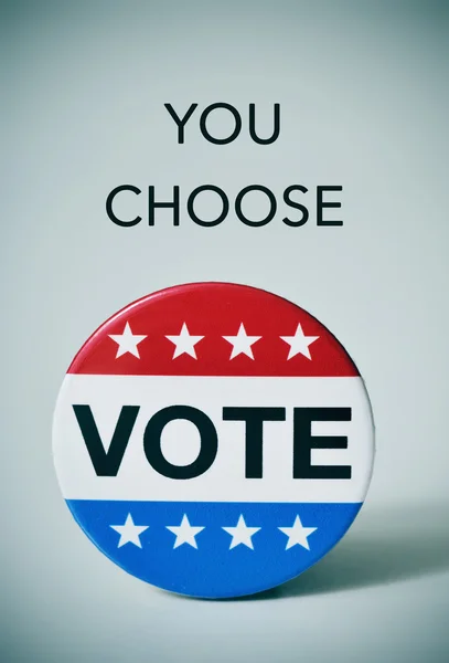 Tekst die u kiest en badge voor de VS verkiezing — Stockfoto