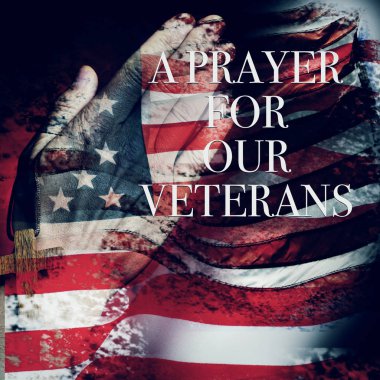 text a prayer for our veterans and the flag of the US clipart
