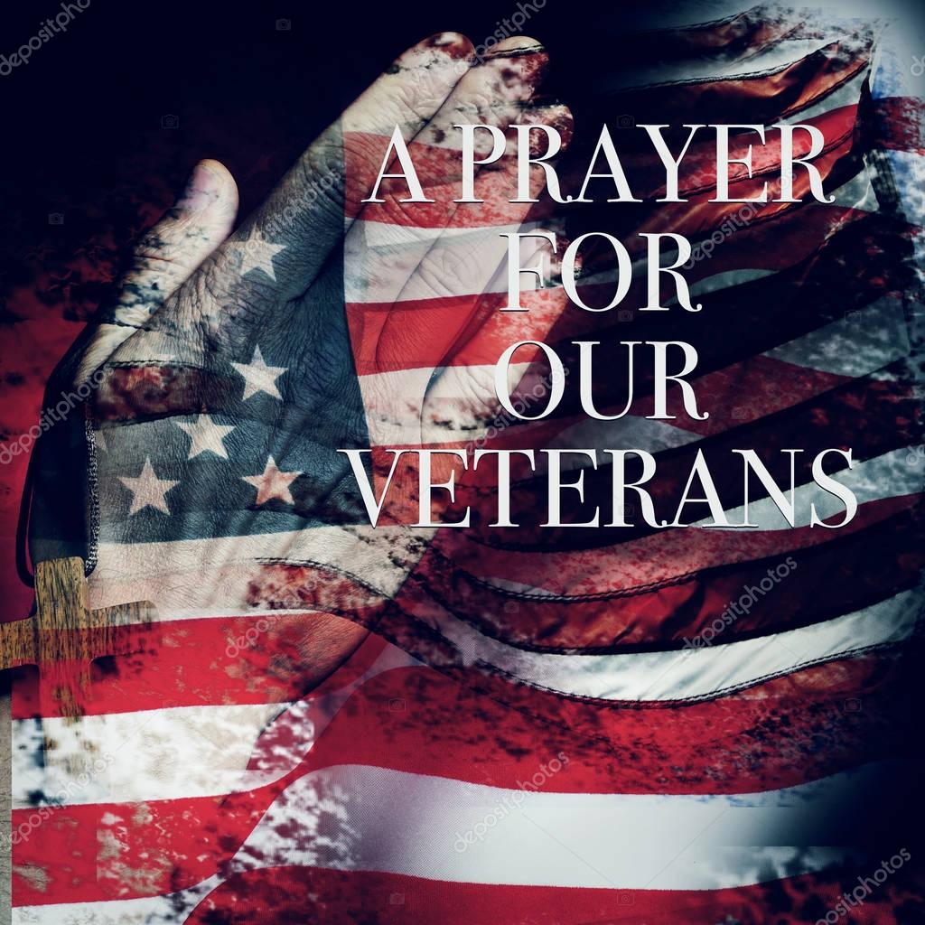 Texto de una oración por nuestros veteranos y la bandera de los EE.UU. —  Foto de stock #128806864 © nito103, image size:1024x1024