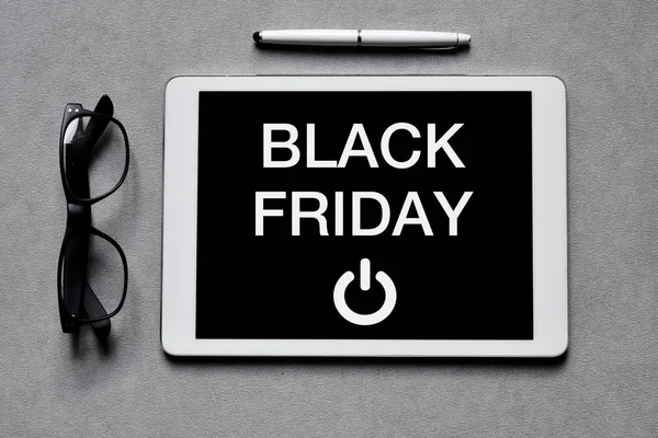 Text black friday in a tablet — Stock Photo, Image