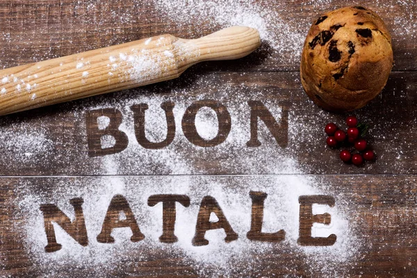 Tekst buon natale, vrolijk kerstfeest in het Italiaans — Stockfoto