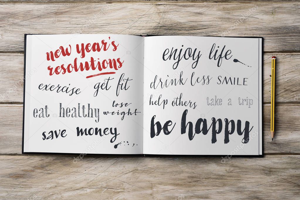 some new years resolutions in a notebook