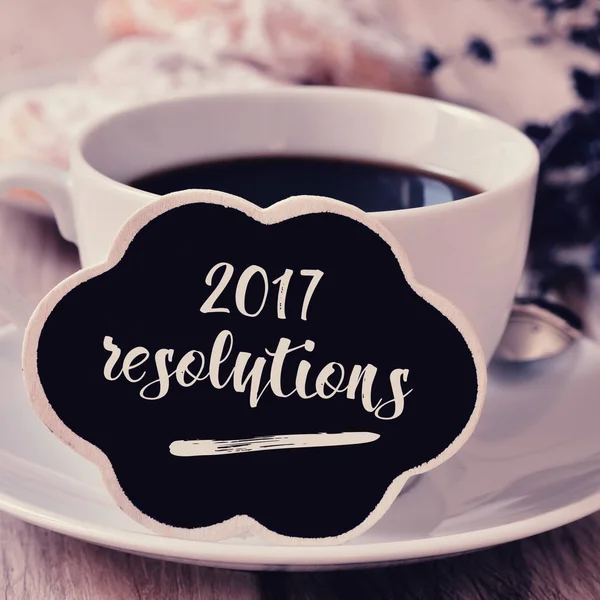 Kaffe och text 2017 resolutioner — Stockfoto
