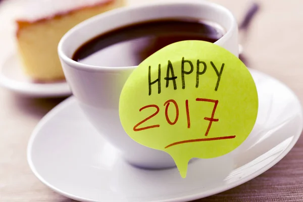 Café y texto feliz 2017 — Foto de Stock