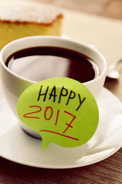 Brekafast y texto feliz 2017 — Foto de Stock