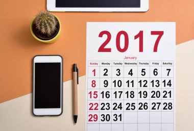 2017 takvim bir ofis masasında