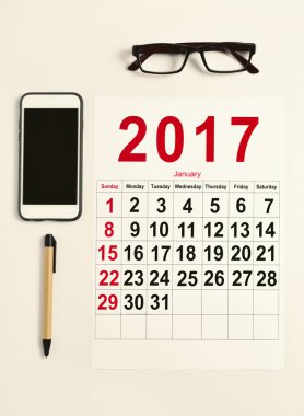 2017 takvim bir ofis masasında