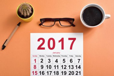 2017 takvim bir ofis masasında