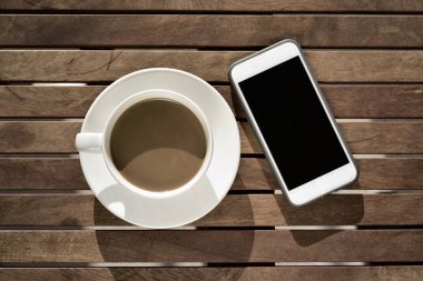 white coffee and smartphone clipart