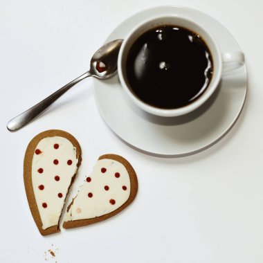 coffee and heart-shaped cookie clipart