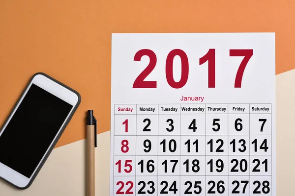 2017 calendar on an office desk — Stock Photo, Image