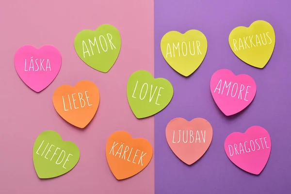 Parola amore in lingue diverse — Foto Stock