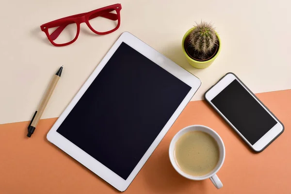 Office desk full of things — Stock Photo, Image